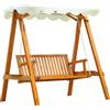 Outsunny Dondolo da Giardino Stile Classico Legno Massello di Pino Conforme alle Norme di FS Tettuccio Parasole | Aosom Italy|Aosom