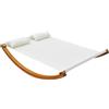 Outsunny Amaca da Giardino con Struttura in Legno, Lettino in Cotone per 2 Persone con Cuscini, 200x150x45cm Bianco|Aosom