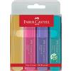 Faber-Castell 154610 - Set di evidenziatori TL 1546, confezione da 4, colori pastello, con punta a cuneo a lunga durata, larghezza linea 1 - 5 mm