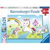 Ravensburger, Puzzle 2x24 pezzi, Per bambini a partire dai 4 anni, 2 puzzle da 24 pezzi ciascuno, Dimensione puzzle 26x18cm, Unicorno