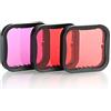 SOONSUN Confezione da 3 filtri subacquei per GoPro Hero 5 6 7 Black Super Suit Dive Housing - Filtro rosso, rosso chiaro e magenta, migliora i colori per varie condizioni subacquee e fotografiche