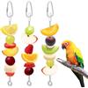 WEIWUXIAN Mangiatoia per Uccelli Giocattolo, 3 Spiedini per Pappagalli, Acciaio Inossidabile, Pappagallo Cibo Spiedino, Per l'Alimentazione di Uccelli, Animali, Pappagalli
