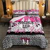 Loussiesd Piumino alternativo grigio nero leopardato con torre Eiffel per ragazze e donne moderno Paris French Comforter Set Trapunta a pois con inserto e trapunta 2 pezzi per letto 135x200cm