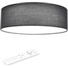 Navaris Plafoniera LED Soffitto 22W Rotonda Ø 40 cm - Lampadario Camera da Letto e Soggiorno in Tessuto - con Telecomando per Controllo Temperatura Colore - Grigio Scuro