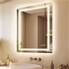 LUVODI Specchio da Bagno con LED: Retroilluminato + Frontale Luce 60x80cm Specchio Rettangolare Bagno Parete 3 Touch Dimmerabile, Antiappanamento, Funzione Memoria IP56, Orizzontale Verticale