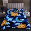Homemissing, copriletto trapuntato con sole e luna, stile boho, esotico, per bambini, ragazzi, hippie, GalaxyChic graziose stelle, blu brillante
