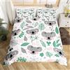 Homemissing Set di biancheria da letto con copripiumino con koala in stile cartone animato, per bambini e bambini, con motivo botanico, leggero, per letto matrimoniale