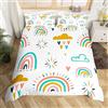 Homemissing Set di biancheria da letto con copripiumino a strisce colorate per bambini ragazzi ragazze nuvola cuore amore decorazione trapunta in microfibra copriletto a tema natura biancheria da letto singolo