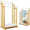 DuneDesign Sostenibile Porta Asciugamani Bambù - 45x35x84 Portasciugamani Bagno Porta Abiti Legno