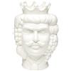 Baroni Home Testa di Moro in Ceramica in Stile Siciliano Dipinto a Mano Monocromatico, Vaso per piante da Interno, Soprammobile di design, Stile Italiano, Re Bianco, 14x14x22cm