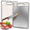 Dictien Tagliere in acciaio inox, tagliere a doppio lato per la cucina, design in rete resistente ai graffi, scanalatura per il succo, busta in silicone antiscivolo, lavabile in lavastoviglie