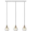 Miloox Sforzin ADONE LAMPADARIO A SOSPENSIONE RETTANGOLARE 3 VETRI MIELE MONTATURA CROMO LUCIDO ATTACCO E27
