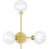 Miloox Sforzin DOM APPLIQUE A PARETE 3 LUCI VETRO TRASPARENTE CICLINDRO SATINATO MONTATURA ORO ATTACCO G9