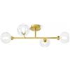 Miloox Sforzin DOM LAMPADA DA SOFFITTO O PARETE 4 LUCI VETRO TRASPARENTE CICLINDRO SATINATO MONTATURA ORO ATTACCO G9