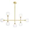 Miloox Sforzin DOM LAMPADARIO A SOSPENSIONE 7 LUCI VETRO TRASPARENTE CICLINDRO SATINATO MONTATURA ORO ATTACCO G9
