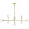 Miloox Sforzin DOM LAMPADARIO A SOSPENSIONE 9 LUCI VETRO TRASPARENTE CICLINDRO SATINATO MONTATURA ORO ATTACCO G9