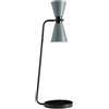 Miloox Sforzin GRAAL LAMPADA DA TAVOLO GRANDE 2 LUCI METALLO GRIGIO PARTICOLARI NERI D.13CM