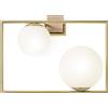 Miloox Sforzin BUBLE APPLIQUE DA PARETE 2 LUCI SFERE OPALINO STRUTTURA ORO SPAZZOLATO E BRONZO ATTACCO E27