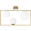 Miloox Sforzin BUBLE LAMPADARIO DA SOFFITTO 3 SFERE OPALINO STRUTTURA ORO SPAZZOLATO E BRONZO ATTACCO E27