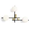 Miloox Sforzin LINGOTTO APPLIQUE A PARETE 3 LUCI ARROTONDATA OPALINO STRUTTURA NERO PARTICOLARI ORO ATTACCO G9