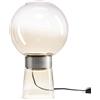 Miloox Sforzin JOTTO LAMPADA DA TAVOLO DOPPIA EMISSIONE IN METALLO COLORE ALLUMINIO VETRO SFUMATO AMBRA DA 25CM 2 LUCI ATTACCO GX53 DIMMERABILE