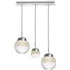 Miloox Sforzin JOTTO SOSPENSIONE RETTANGOLARE 3 LUCI 1 PICCOLO 2 GRANDI ROSONE BIANCO VETRI TRASPARENTE SFUMATI AMBRA ATTACCO GX53