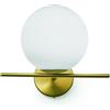 Miloox Sforzin JUGEN APPLIQUE DA PARETE 1 LUCE OTTONE SPAZZOLATO ATTACCO E27 SFERA BIANCO OPACO