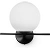 Miloox Sforzin JUGEN BLACK APPLIQUE DA PARETE 1 LUCE MONTATURA NERA VETRO BIANCO ATTACCO E27