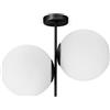 Miloox Sforzin JUGEN BLACK LAMPADARIO DA SOFFITTO 2 LUCI VETRO BIANCO STRUTTURA NERA ATTACCO E27 H.39CM D.25CM
