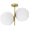 Miloox Sforzin JUGEN LAMPADARIO DA SOFFITTO SOFFITTO 2 LUCI OTTONE ATTCCO E27 SFERA BIANCO OPACO