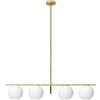 Miloox Sforzin JUGEN SOSPENSIONE A 4 LUCI OTTONE ATTACCO E27 SFERA BIANCO OPACO D. VETRO 20CM