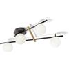 Miloox Sforzin KIKA LAMPADA DA SOFFITTO 4 LUCI VETRO BIANCO STRUTTURA NERA PARTICOLARI ORO ATTACCO G9