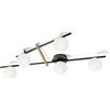 Miloox Sforzin KIKA LAMPADA DA SOFFITTO 5 LUCI VETRO BIANCO STRUTTURA NERA PARTICOLARI ORO ATTACCO G9