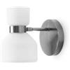 Miloox Sforzin FIFTY APPLIQUE DA PARETE ORIENTABILE ACCIAIO SPAZZOLATO E VETRO BIANCO OPALE ATTCCO E14