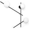 Miloox Sforzin MIKADO LAMPADA DAPARETE O SOFFITTO 3 LUCI IN METALLO NERO E VETRO SOFFIATO BIANCO D.14CM ATTACCO G9