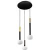 Miloox Sforzin MOSE LAMPADARIO SOSPENSIONE 3 LUCI DIAM.35 METALLO VERNICIATO NERO VETRO BIANCO ATTACCO G9