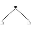 Miloox Sforzin NEORETRO SOSPENSIONE GRANDE 2 LUCI SNODABILE STRUTTURA NERA DIFFUSORE VETRO BIANCO ATTACCO E27