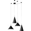 Miloox Sforzin SAMOI KIT LAMPADARIO A SOSPENSIONE 4 LUCI COLORE ESTERNO NERO FINITURE BIANCO ORO ATTACCO E27