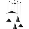 Miloox Sforzin SAMOI KIT LAMPADARIO A SOSPENSIONE 5 LUCI COLORE ESTERNO NERO FINITURE BIANCO ORO ATTACCO E27