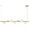 Miloox Sforzin POMI' LAMPADARIO A SOSPENSIONE LINEARE ORO SPAZZOLATO VETRI BIANCO ATTACCO G9 L.124CM