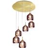 Miloox Sforzin X-RAY SOSPENSIONE RETTANGOLARE 6 LUCI VETRI GRANDE RAME MONTATURA ORO ATTACCO G9