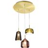 Miloox Sforzin X-RAY SOSPENSIONE RETTANGOLARE TRE LUCI 3 MULTICOLOR MONTATURA ORO ATTACCO G9