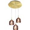 Miloox Sforzin X-RAY SOSPENSIONE RETTANGOLARE TRE LUCI VETRI GRANDE RAME MONTATURA ORO ATTACCO G9