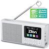 ZILON Radio Portatile DAB+ FM Digitale Piccola Bluetooth Ricaricabile con Batteria 2200 mAh Altoparlante Wireless Compatto per TV USB-C Schermo LCD a Colori Cucina Lavoro Campeggio Sveglia Orologio