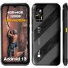 AGM H6 Telefono Indistruttibile e Ultrasottile,Rugged Smartphone 2023,Android 13,4GB+ 128GB +512GB Espandibile, 3 Slot per Schede, 4G Dual SIM, Impermeabile IP68, NFC
