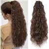 TTPSRY 50cm Parrucca Donna Coda Finta Capelli con Pinza Extension Capelli Veri a Onde Ideale per Volume e Stile(Marrone chiaro)