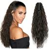 TTPSRY 50cm Parrucca Donna Coda Finta Capelli con Pinza Extension Capelli Veri a Onde Ideale per Volume e Stile(Marrone scuro)