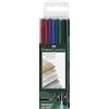 FABER-CASTELL - Pennarello Multimark Permanent F, 4 colori | Inchiostro permanente per pellicole, CD, vetro, plastica e metallo