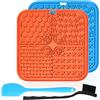 YONGQING Tappetino di perdita per cani e gatti, 2 pezzi Pet Slow Feeder ciotole con spatola in silicone e spazzola, ventosa per animali domestici, tappetino per cani da bagno, allenamento, cura e cura degli