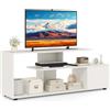 COSTWAY Mobile Porta TV, per TV Fino a 55'', Console Media a 3 Ripiani Asimmetrici con Ripiani di Stoccaggio e Armadietto, Mobile TV con Cassetto, 5 Gambe di Supporto (Bianco)